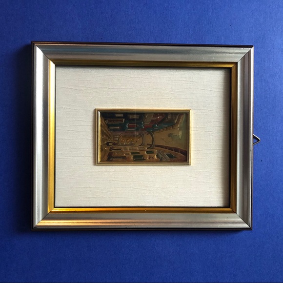 Vintage Other - UNIQUE VINTAGE Gold Leaf Silk Screen Print